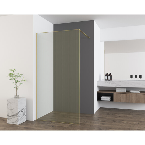 Душевая перегородка Vincea Walk-In 100 см VSW-7HS100GWG (стекло 8 мм) золото/ламинированное с золотыми нитями - фото 2