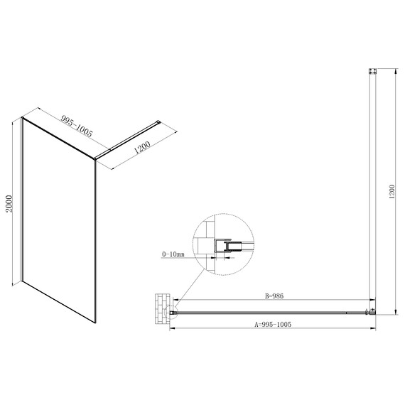 Душевая перегородка Vincea Walk-In 100 см VSW-7HS100GWG (стекло 8 мм) золото/ламинированное с золотыми нитями - фото 5