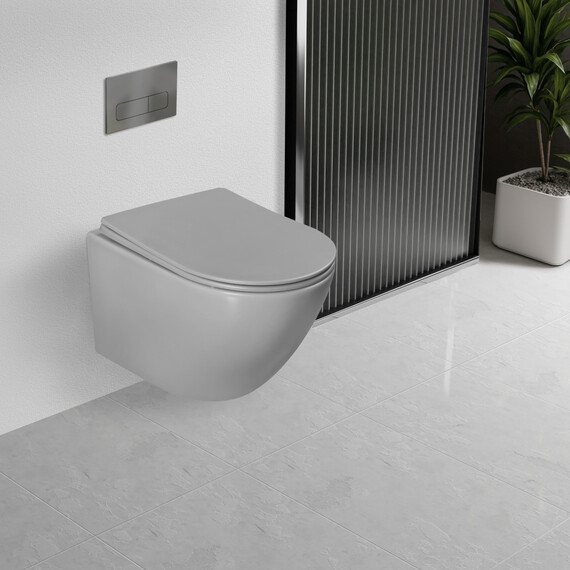 Унитаз подвесной безободковый Vincea Globo VT1-14TMG с ультратонкой крышкой микролифт (Система смыва торнадо) серый матовый - фото 6