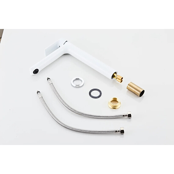 Смеситель для раковины высокий Haiba HB11505-8, белый/хром - фото 4