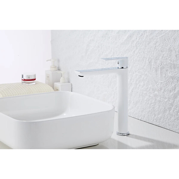 Смеситель для раковины высокий Haiba HB11505-8, белый/хром - фото 16