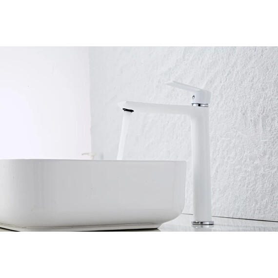 Смеситель для раковины высокий Haiba HB11505-8, белый/хром - фото 15