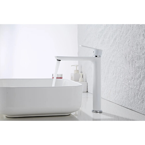 Смеситель для раковины высокий Haiba HB11505-8, белый/хром - фото 14