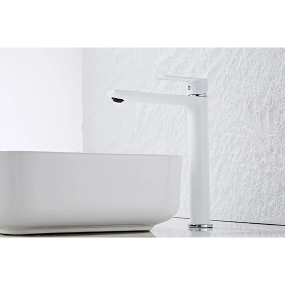 Смеситель для раковины высокий Haiba HB11505-8, белый/хром - фото 12