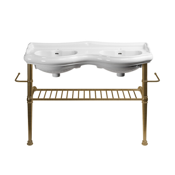 Раковина двойная с консолью Kerasan Retro 120 см 730193, бронза - фото 