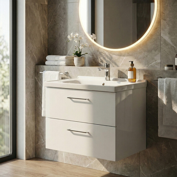 Тумба подвесная с раковиной Azario Ника 60 см CS00106461 (раковина Monte Neo 60) белый глянцевый - фото 9