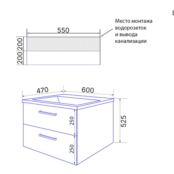Тумба подвесная с раковиной Azario Ника 60 см CS00106461 (раковина Monte Neo 60) белый глянцевый - фото 10