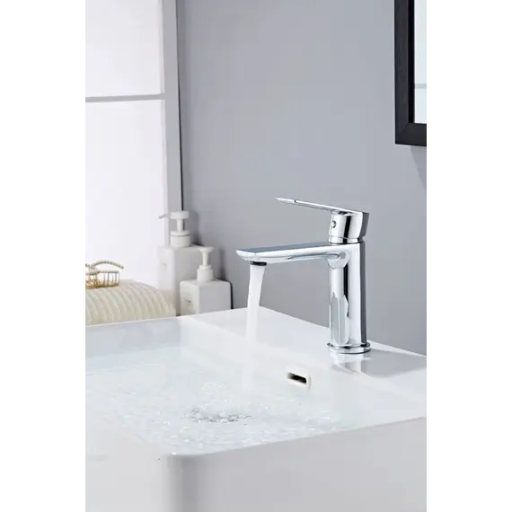 Душевой комплект Haiba: Душевая стойка HB24505 + смеситель для раковины HB10505, цвет хром - фото 9