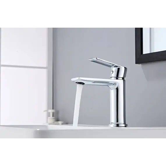 Душевой комплект Haiba: Душевая стойка HB24505 + смеситель для раковины HB10505, цвет хром - фото 7