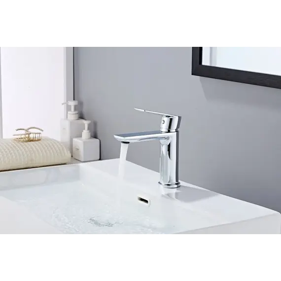 Душевой комплект Haiba: Душевая стойка HB24505 + смеситель для раковины HB10505, цвет хром - фото 11