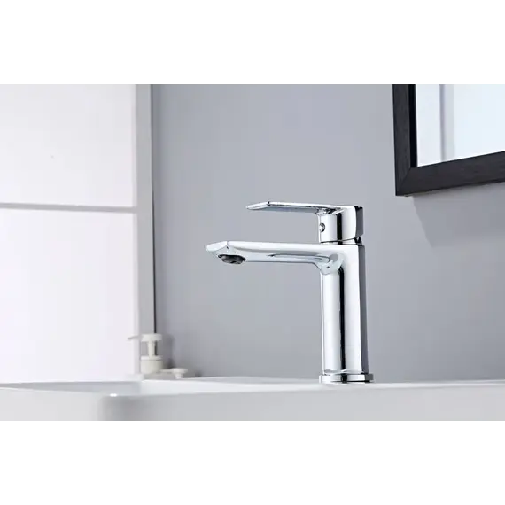 Душевой комплект Haiba: Душевая стойка HB24505 + смеситель для раковины HB10505, цвет хром - фото 4