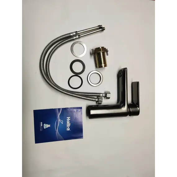 Душевой комплект Haiba: Душевая стойка HB24505-3 + смеситель для раковины HB10505-3, цвет графит - фото 22