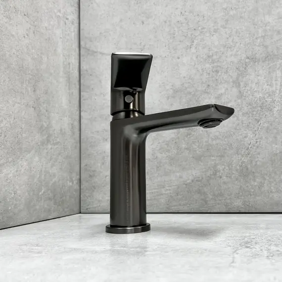 Душевой комплект Haiba: Душевая стойка HB24505-3 + смеситель для раковины HB10505-3, цвет графит - фото 17