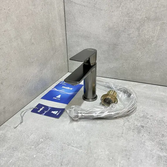 Душевой комплект Haiba: Душевая стойка HB24505-3 + смеситель для раковины HB10505-3, цвет графит - фото 23