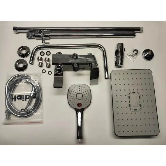 Душевой комплект Haiba: Душевая стойка HB24505 + смеситель для раковины HB10505, цвет хром - фото 26