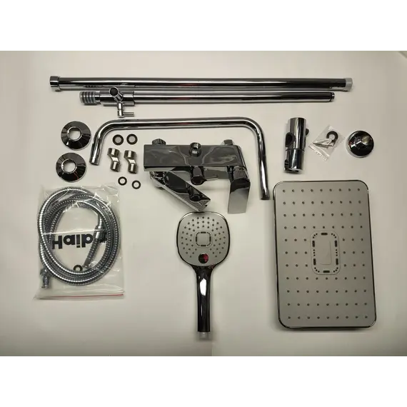 Душевой комплект Haiba: Душевая стойка HB24505 + смеситель для раковины HB10505, цвет хром - фото 25