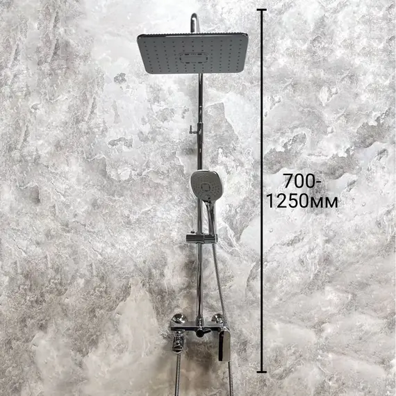 Душевой комплект Haiba: Душевая стойка HB24505 + смеситель для раковины HB10505, цвет хром - фото 16