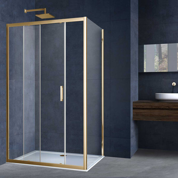 Душевое ограждение Vincea Alpha 110x80 см VSR-3AL8011CLG, золото/прозрачное - фото 