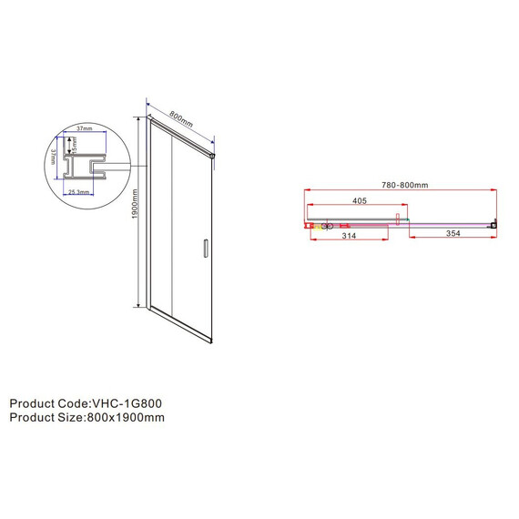 Душевое ограждение Vincea Garda 90x80 см VSS-1G8090CLBN, никель/прозрачное - фото 5