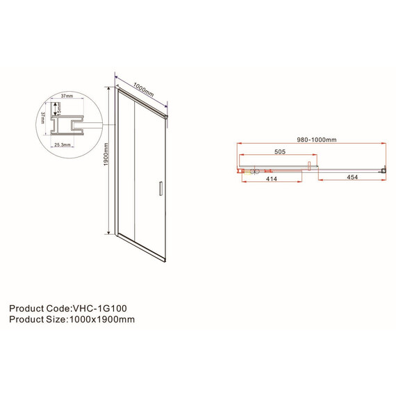 Душевое ограждение Vincea Garda 100x90 см VSS-1G9010CLBN, никель/прозрачное - фото 6