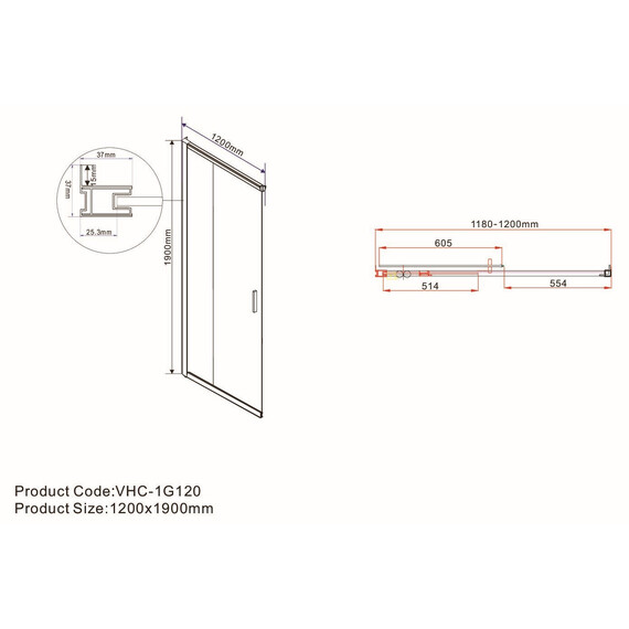 Душевое ограждение Vincea Garda 120x90 см VSS-1G9012CLBN, никель/прозрачное - фото 6