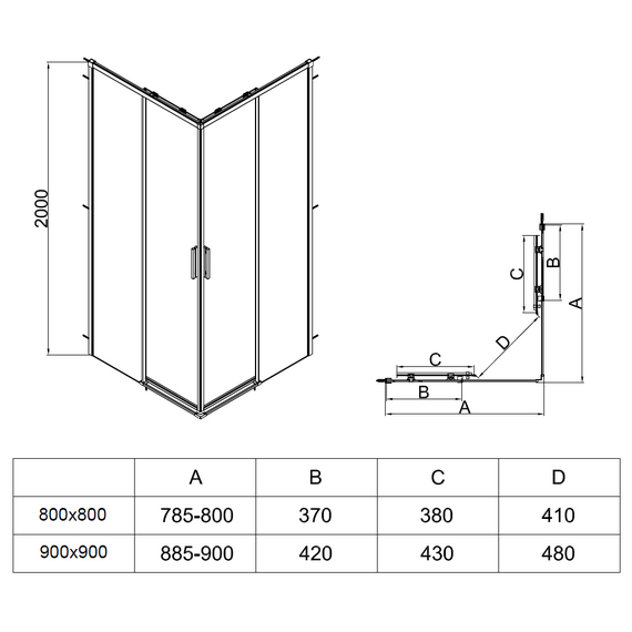 Душевое ограждение Vincea Soft 2 80x80 см VSS-3SO2800CL, хром/прозрачное - фото 8