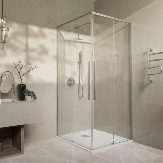 Душевое ограждение Vincea Slim-N 90x90 см VSS-4SN900CLBN, никель/прозрачное - фото 