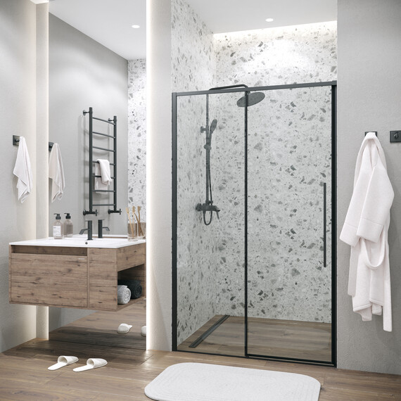 Душевая дверь Grossman  Galaxy 100 см 100.K33.01.100.21.00, чёрный/прозрачное - фото 3