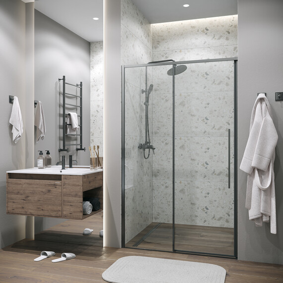 Душевая дверь Grossman  Galaxy 110 см 100.K33.01.110.42.00, оружейная сталь/прозрачное - фото 3