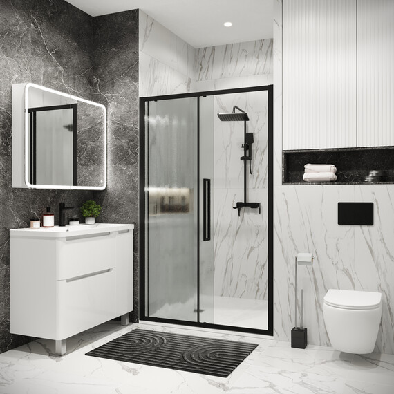 Душевая дверь Grossman  Cosmo 120 см 100.K33.02.120.21.02, чёрный/шиншилла - фото 5