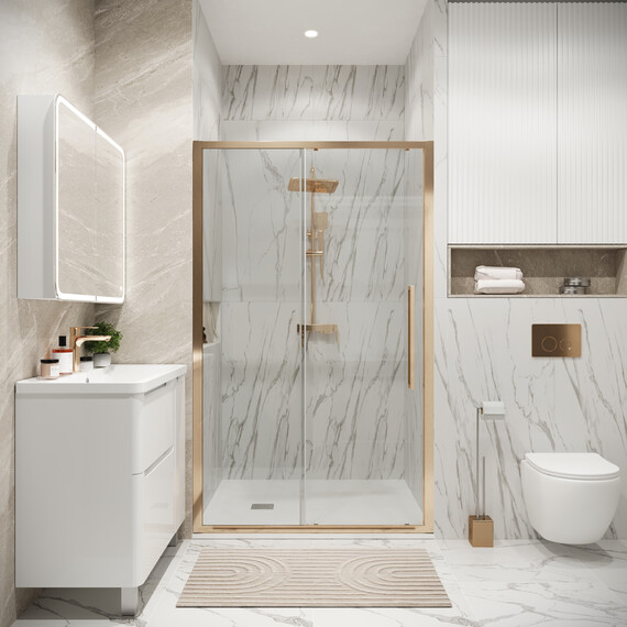 Душевая дверь Grossman  Cosmo 110 см 100.K33.02.110.32.00, золото/прозрачное - фото 4