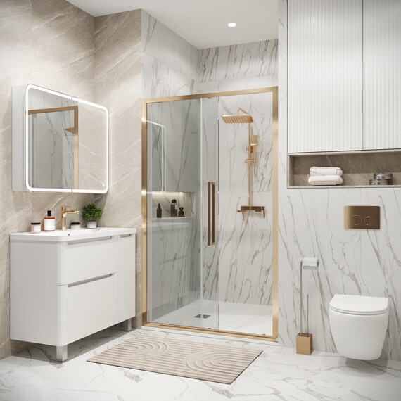 Душевая дверь Grossman  Cosmo 100 см 100.K33.02.100.32.00, золото/прозрачное - фото 6