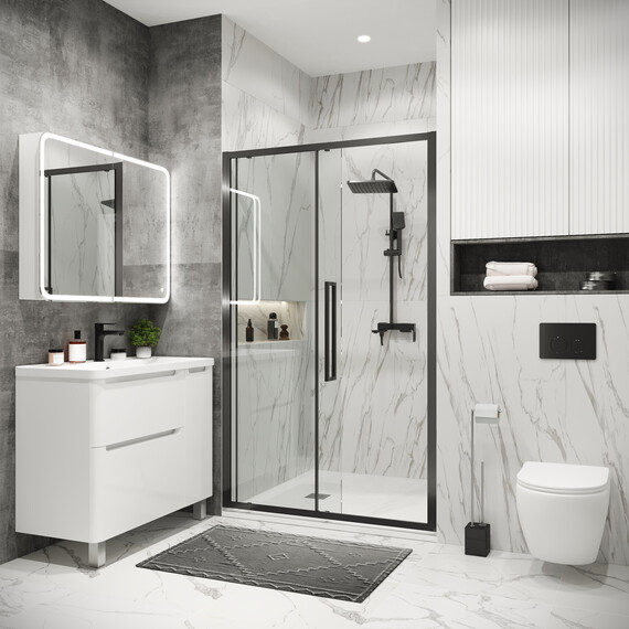 Душевая дверь Grossman  Cosmo 130 см 100.K33.02.130.42.00, оружейная сталь/прозрачное - фото 3