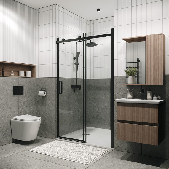 Душевая дверь Grossman  Classic 100 см 100.K33.04.100.21.00 (стекло 8 мм) чёрный/прозрачное - фото 3