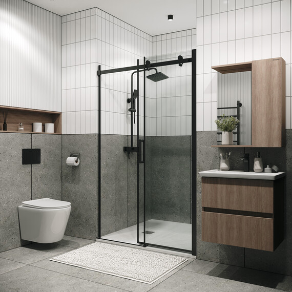 Душевая дверь Grossman  Classic 140 см 100.K33.04.140.21.00 (стекло 8 мм) чёрный/прозрачное - фото 6