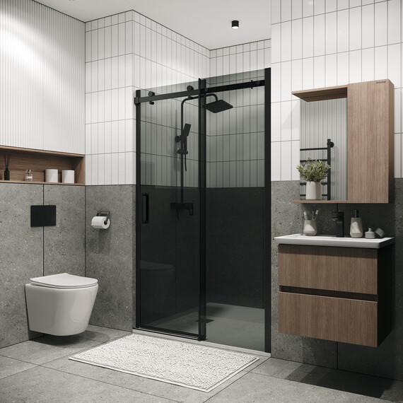 Душевая дверь Grossman  Classic 160 см 100.K33.04.160.21.10 (стекло 8 мм) чёрный/тонированное - фото 3