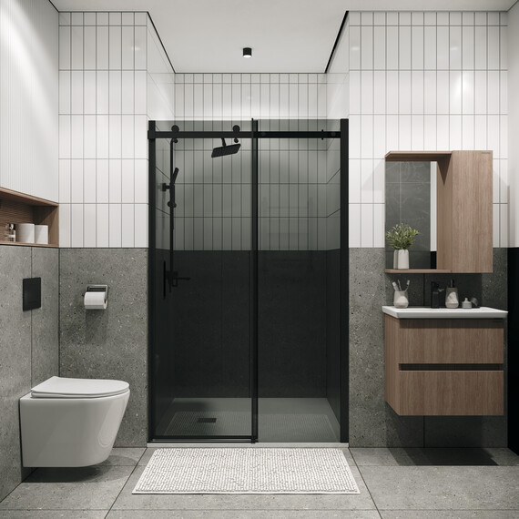 Душевая дверь Grossman  Classic 130 см 100.K33.04.130.21.10 (стекло 8 мм) чёрный/тонированное - фото 4