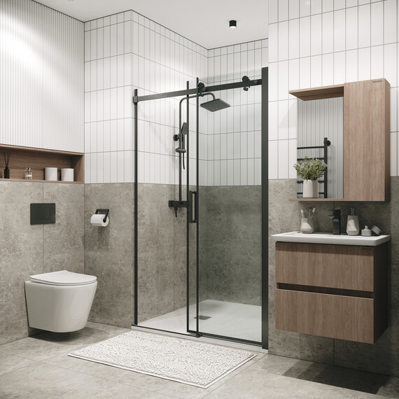 Душевая дверь Grossman  Classic 110 см 100.K33.04.110.42.00 (стекло 8 мм) оружейная сталь/прозрачное - фото 5