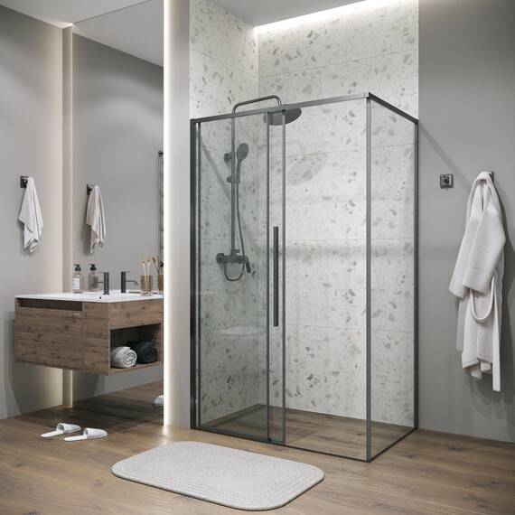 Душевое ограждение Grossman Galaxy 130х100 см 120.K33.01.1310.42.00, оружейная сталь/прозрачное - фото 4