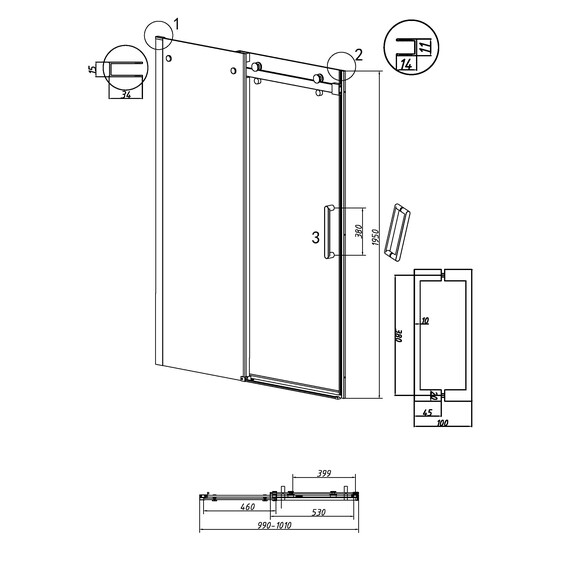 Душевая дверь Grossman  Classic 100 см 100.K33.04.100.10.00 (стекло 8 мм) хром/прозрачное - фото 11
