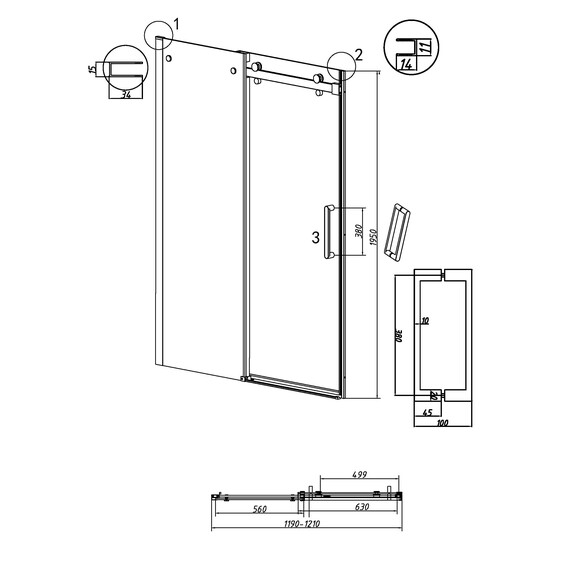 Душевая дверь Grossman  Classic 120 см 100.K33.04.120.10.00 (стекло 8 мм) хром/прозрачное - фото 11