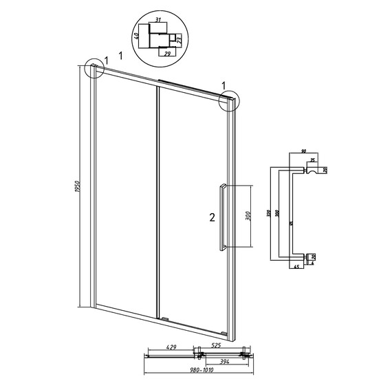 Душевая дверь Grossman  Cosmo 100 см 100.K33.02.100.32.00, золото/прозрачное - фото 11