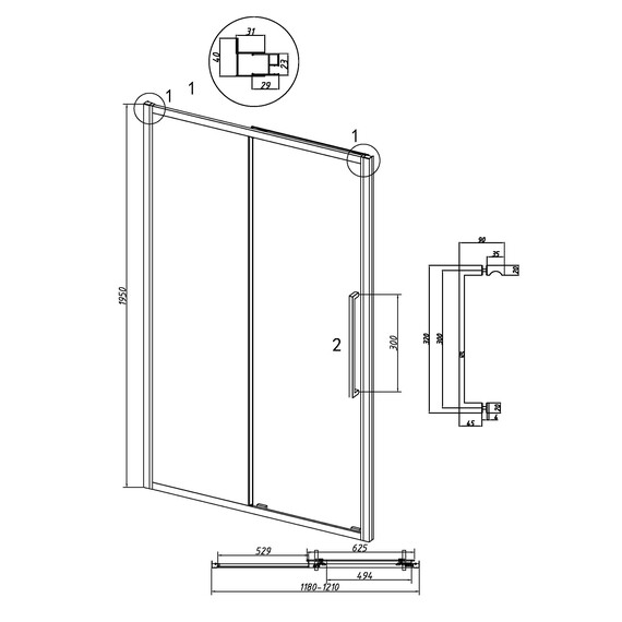 Душевая дверь Grossman  Cosmo 120 см 100.K33.02.120.32.00, золото/прозрачное - фото 11