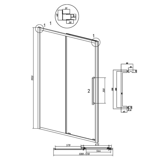 Душевая дверь Grossman  Cosmo 130 см 100.K33.02.130.32.00, золото/прозрачное - фото 11