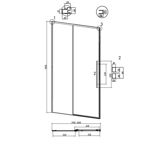 Душевая дверь Grossman  Galaxy 120 см 100.K33.01.120.10.00, хром/прозрачное - фото 11
