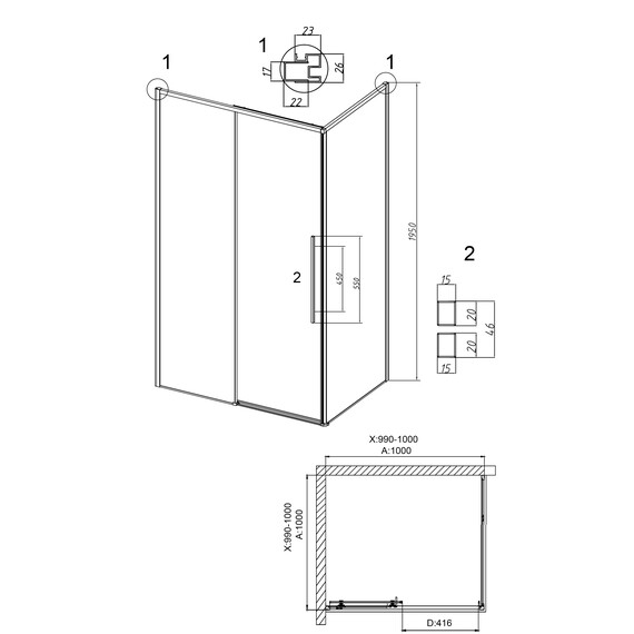 Душевое ограждение Grossman Galaxy 100х100 см 120.K33.01.1010.10.00, хром/прозрачное - фото 10