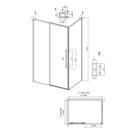 Душевое ограждение Grossman Galaxy 120х80 см 120.K33.01.1280.10.00, хром/прозрачное - фото 10