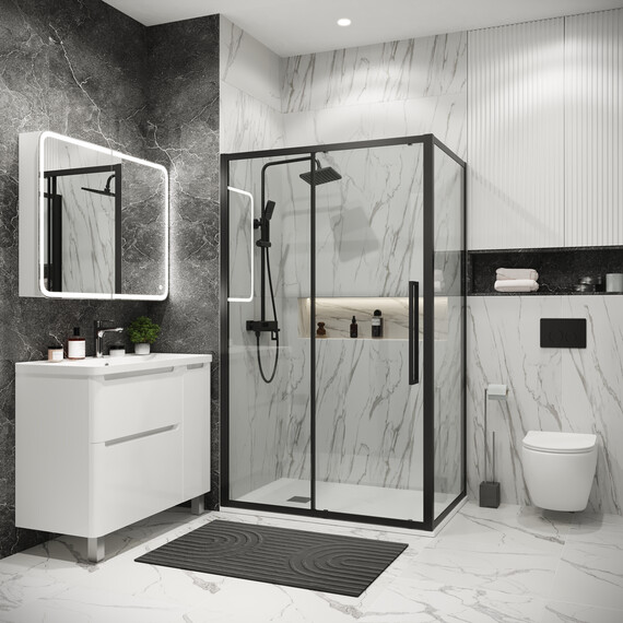 Душевое ограждение Grossman Cosmo 130х100 см 120.K33.02.1310.21.00, чёрный/прозрачное - фото 2