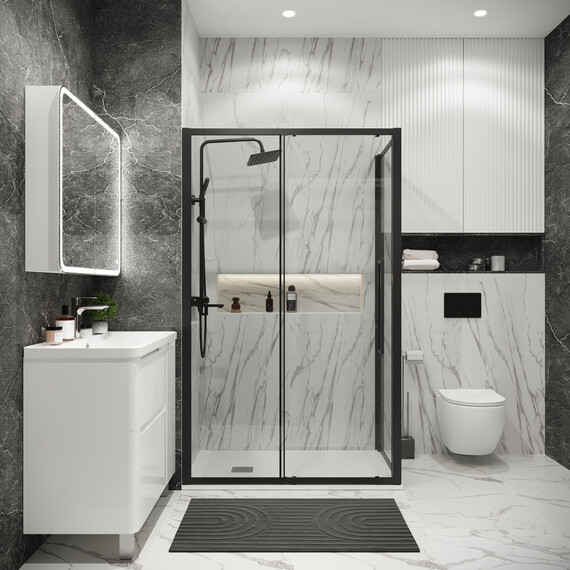 Душевое ограждение Grossman Cosmo 140х100 см 120.K33.02.1410.21.00, чёрный/прозрачное - фото 3