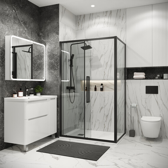 Душевое ограждение Grossman Cosmo 130х80 см 120.K33.02.1380.21.00, чёрный/прозрачное - фото 5